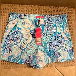 NWT ~ Lilly Pulitzer Kellar Stretch Shorts,Vibrant Blue Patterned, Size 10